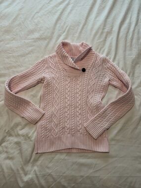 croft & barrow Light Pink Cable Knit Shawl-Collar Sweater